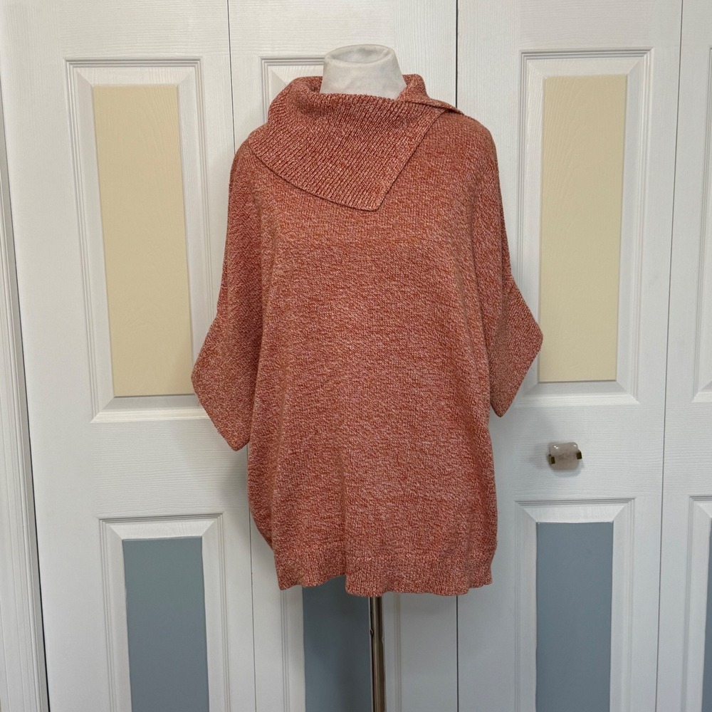 Cabi 3011 Womens Small Knit Pullover Sweater Orange Cowl Neck‎ Dolman Sleeve